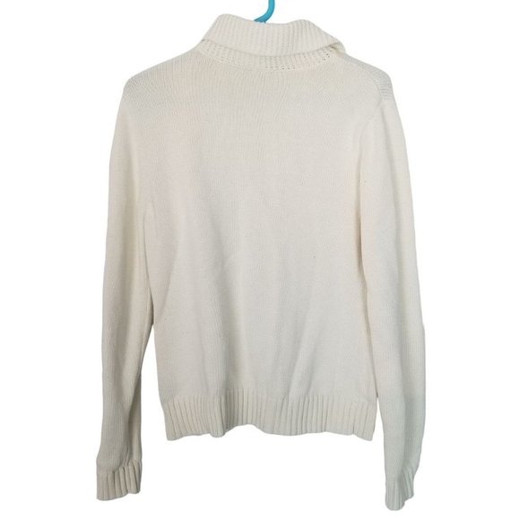 Lauren Ralph Lauren Womens L Cream Knit Collared Long Sleeves Pullover Sweater - Picture 7 of 7